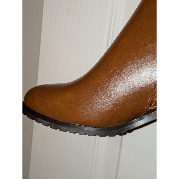 TORGEIS Destiny Camel Riding Knee High Boots Studded Buckle Block Heel NEW - Picture 9 of 12